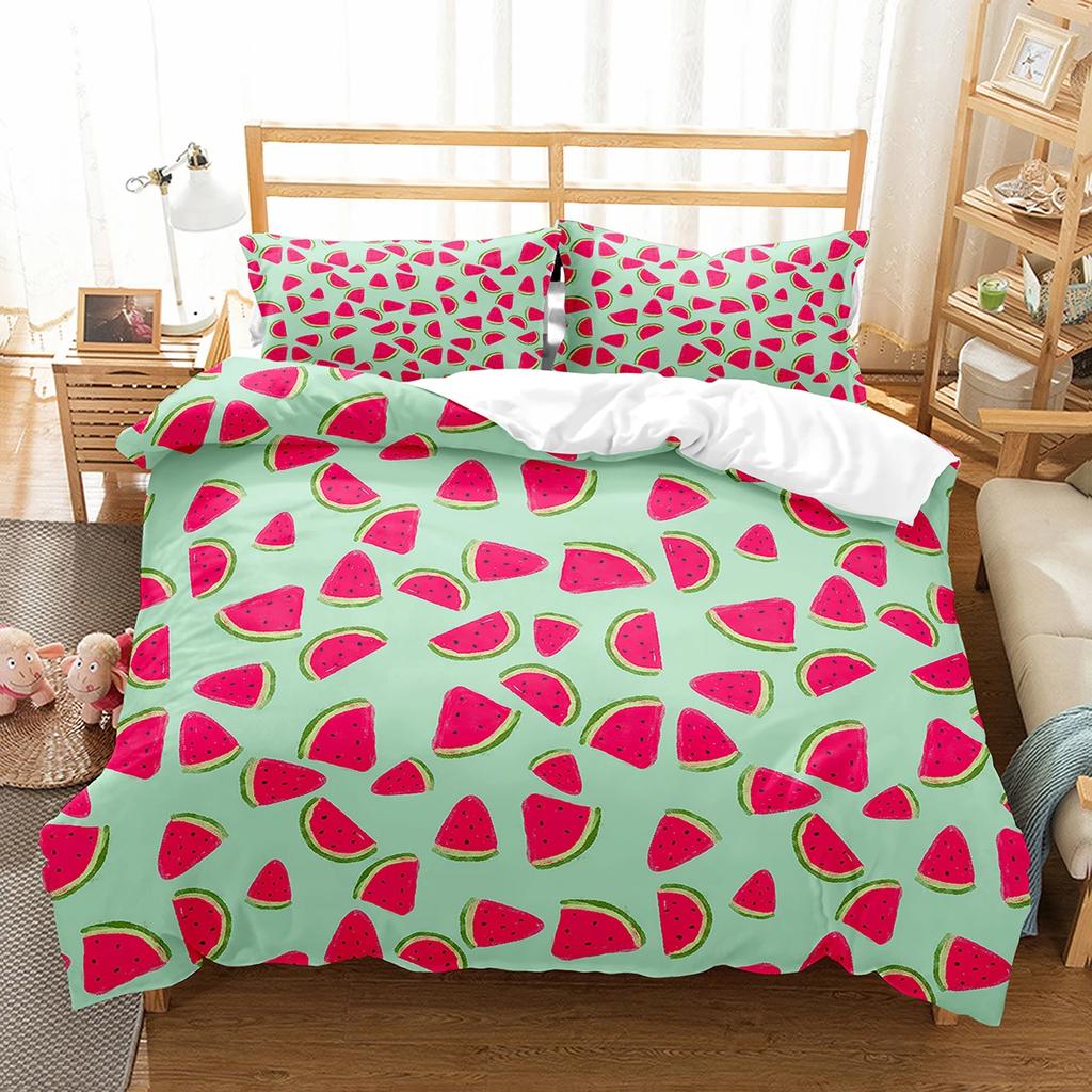 Арбузный пододеяльник, летняя тема, узор из свежих фруктов, пододеяльник для детей, мальчиков и девочек, комплект постельного белья, декор для спальни, подарки
