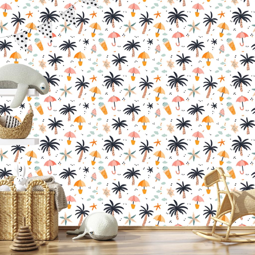 Summer wallpaper white, cream, light gray and gray 50x1000