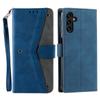 For Samsung Galaxy S25 FE Leather Case Splicing Stitching Wallet Phone Cover with Wrist Strap