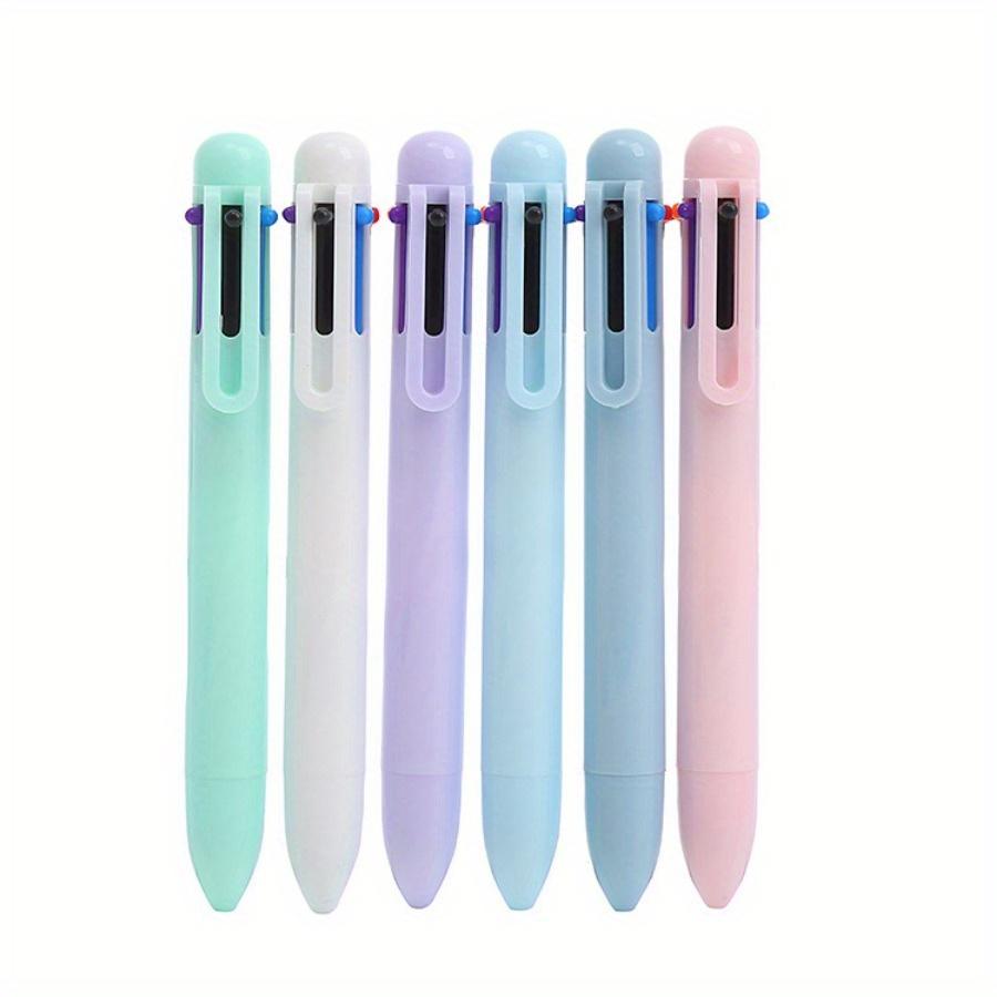 10pcs Creative Macaron 6-color Ballpoint Pen Solid Color Click Pen Multi-color Oil Pen Color Accounting Pen