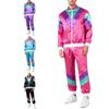 Женский спортивный костюм в стиле 80-х Color Block Сатиновый С воротником-стойкой С длинным рукавом На молнии Спортивный комплект