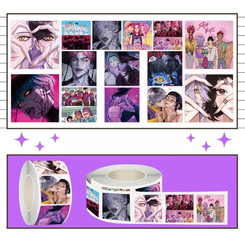 500 шт./рулон Аниме K-pop Охотники на демонов Мультяшные наклейки для запечатывания Сделай сам Скрапбукинг Наклейки для ноутбука Багажа Украшение Награда Подарок
