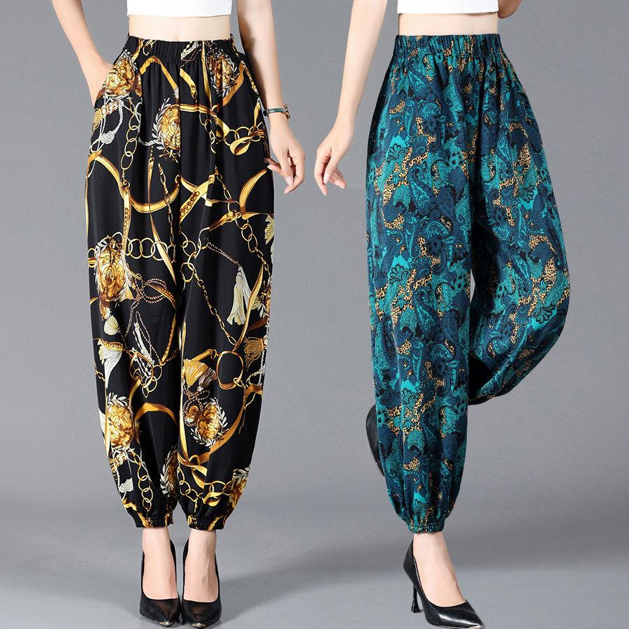 Летние брюки для пожилых и средних лет, тонкие быстросохнущие брюки-фонарики для мам, летние брюки для женщин