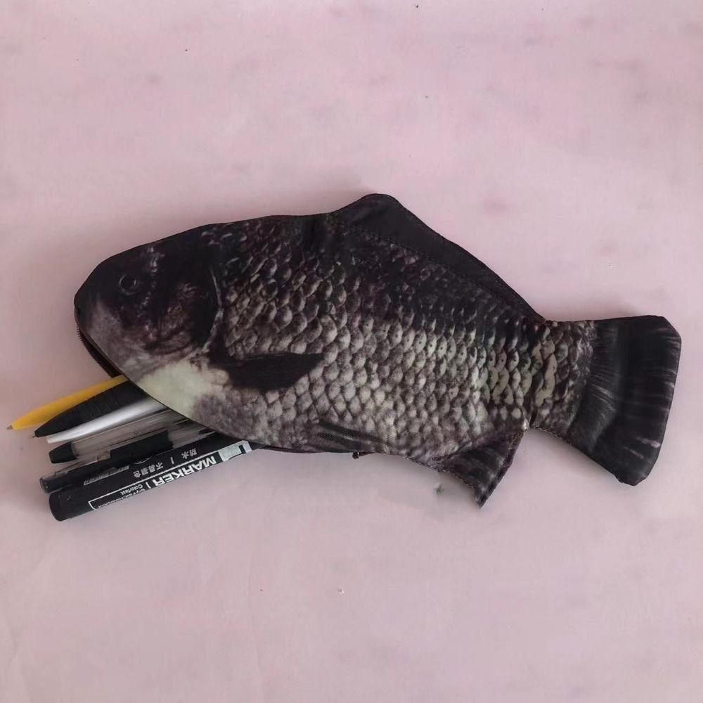 Carp Fish Shape Pen Bag Clownfish Stationery Storage Bag Waterproof Fish Pencil Case Kids