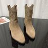 Fashion Women's Fashion Pointed Toe Set Suede Embroidery Non-slip Comfortable Short Boots Fall New Low Heel Boots