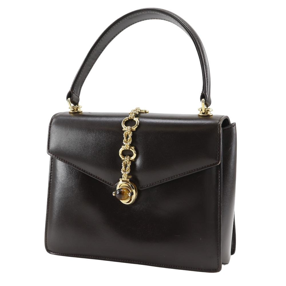 Gucci One Handle Handbag Old Gucci Brown Leather Women Used