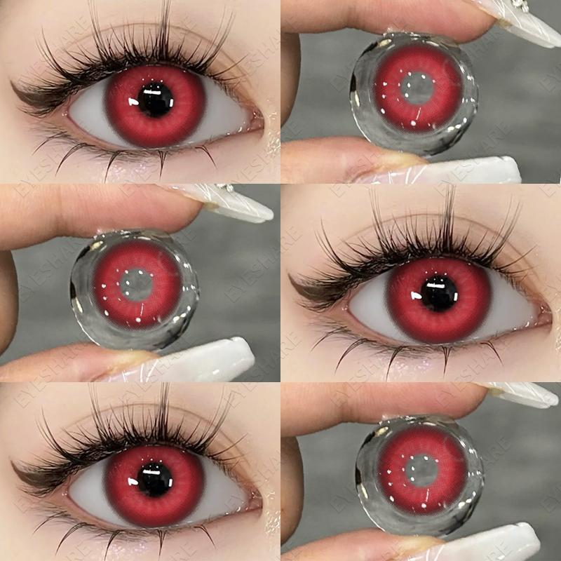 Eyeshare Various Styles of Colored Contact Lenses, Sweet and Cute Pink Contact Lenses, Gentle and Smart Blue and Gray Lenses, 2 Pieces/Pair Per Year
