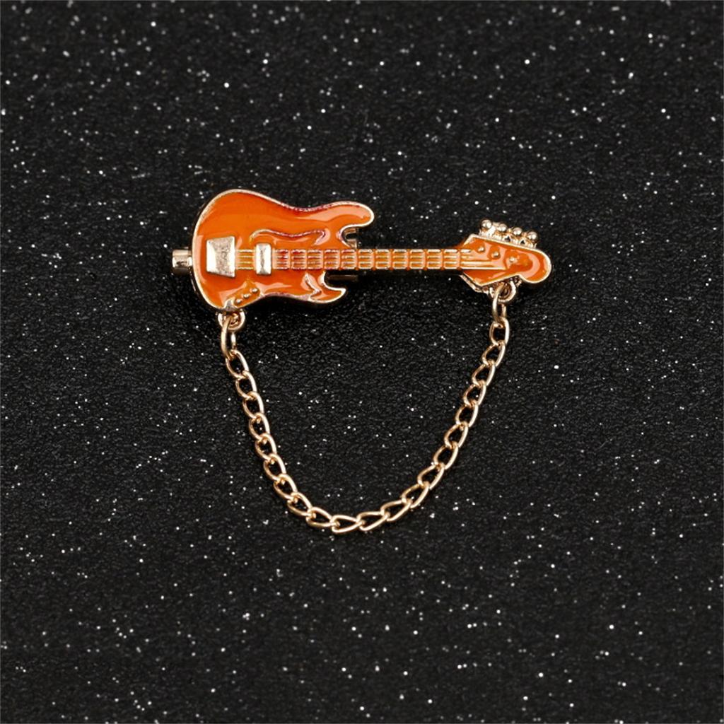 Rinhoo Vintage Imitation Shell Guitar Violin Brooch Pin For Women Luxury Punk Rhinestone Musical Instrument Enamel Badge Jewelry