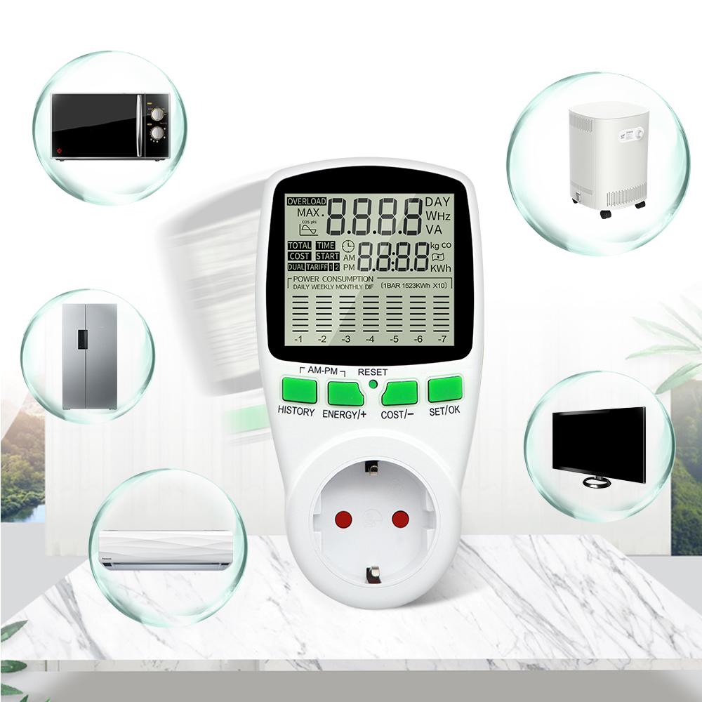 Digital Power Meter LCD Backlight Energy Meter Wattmeter Wattage Electricity Kwh  Outlet Power Analyzer EU US UK AU FR Plug