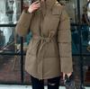 European and American style counter women's clothing winter new fashion simple and versatile waist hooded warm cotton jacket