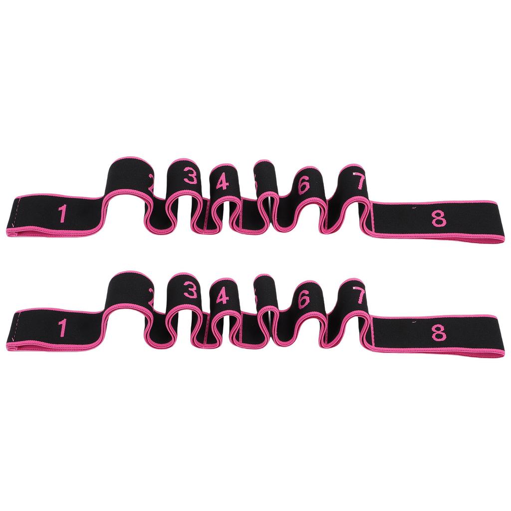2PCS Stretching Strap with Loops 8 Segment Fitness Stretch Band for Stretching Equipment Exercise Flexibility Pink