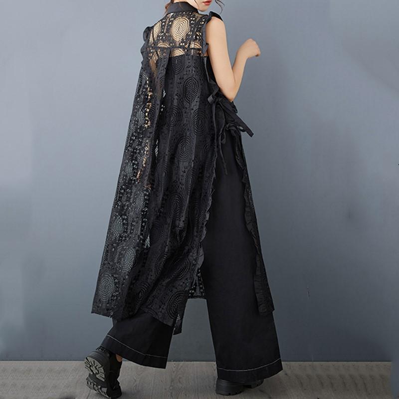 Кружево без рукавов плюс размер кружево цветочные новинка в платьях для женщин повседневное свободное длинное летнее платье