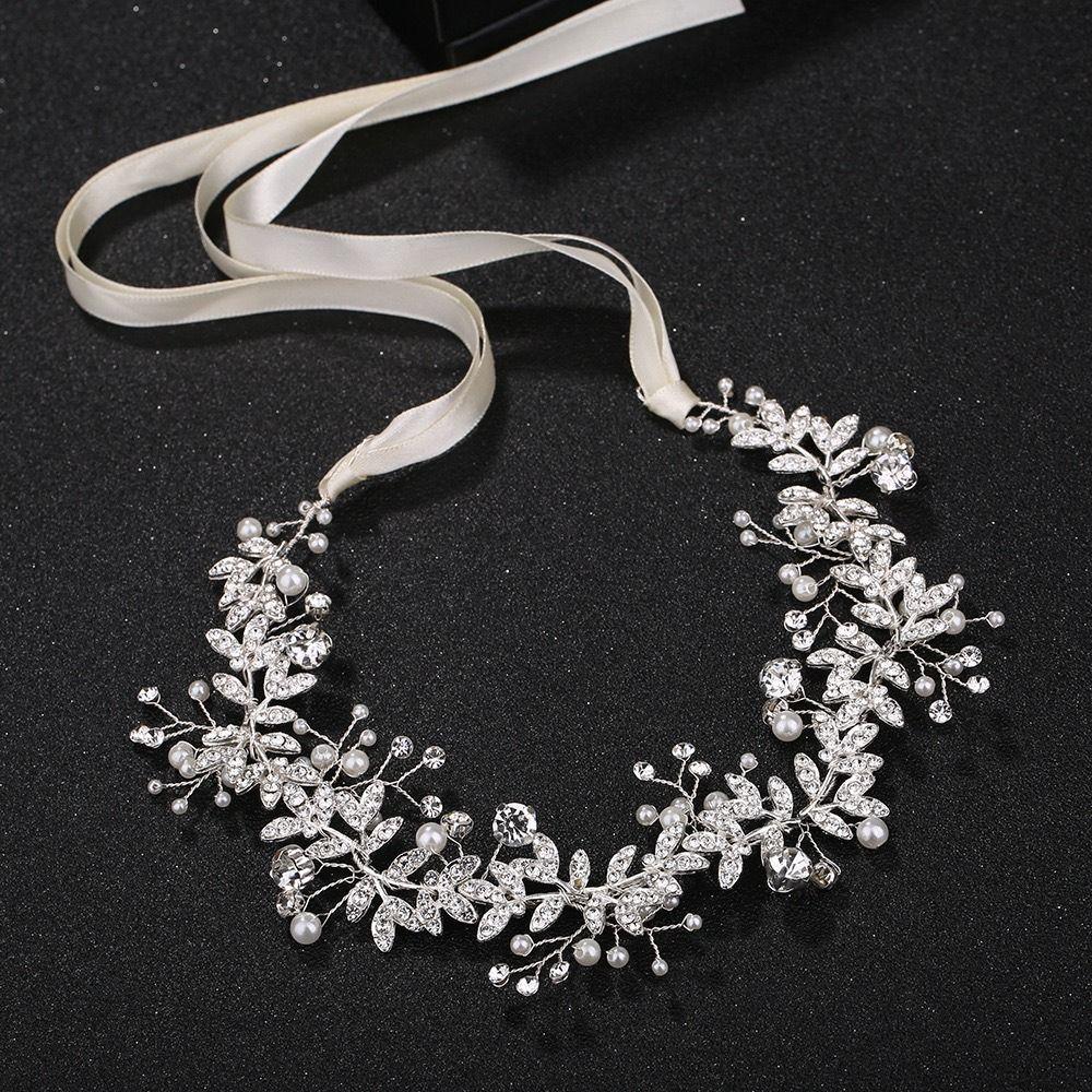 Pearl Bridal Headband Gold/Silver Rhinestone Headpiece Hair Accessories  Spring Festival