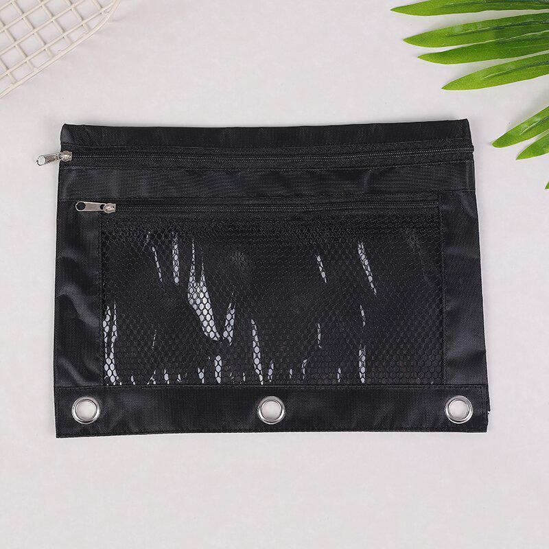 Папка-регистратор на кольцах B5 из ткани Оксфорд с прозрачным пеналом и двойной молнией на три отверстия