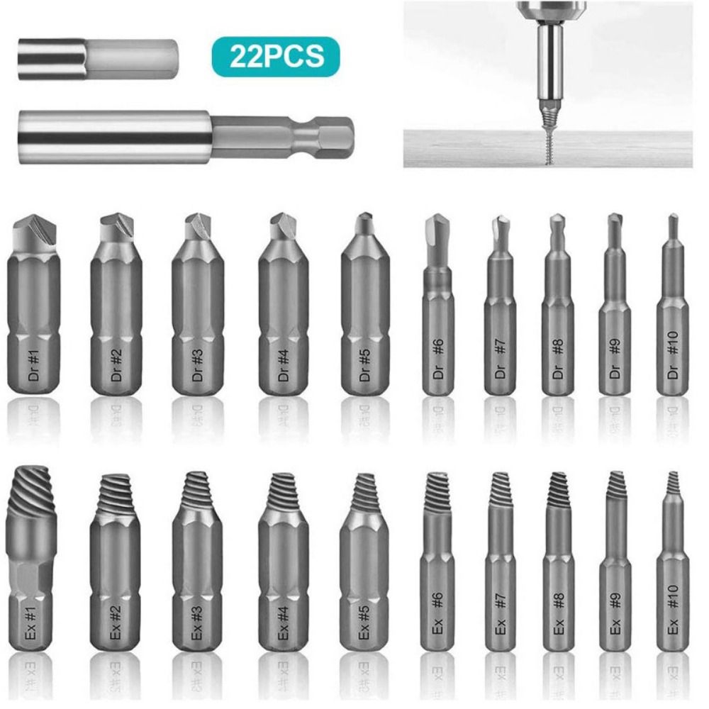 Набор из 22 магнитных экстракторов для винтов с удлинителем, экстрактор для сломанных головок, сорванных, поврежденных винтов, легко извлекает, экстрактор с сверлом