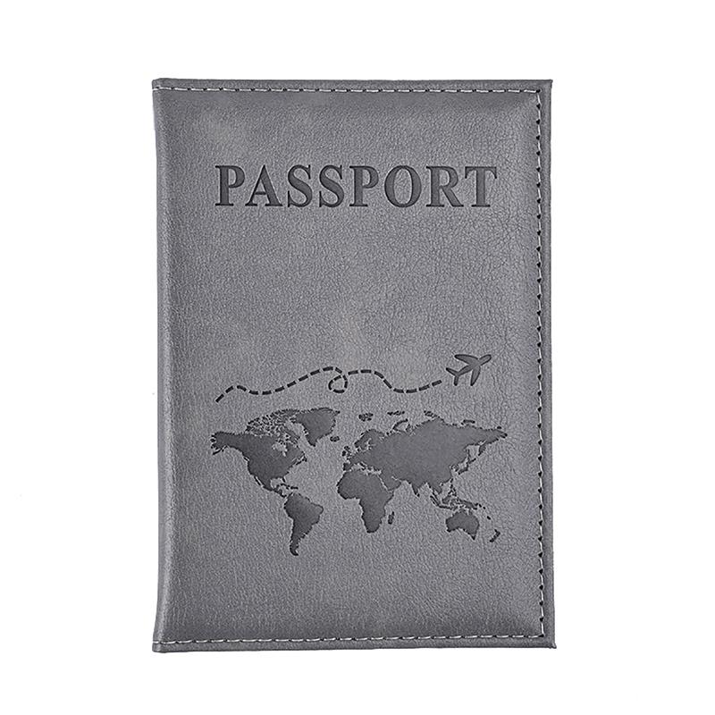 Pu Leather Card Case Cover Unisex Simple Passport Cover World Thin Slim Travel Passport Holder Wallet Gift