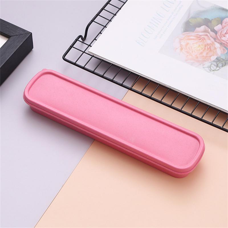 Wheat Straw Tableware Box Multicolor Portable Cutlery Case Spoon Fork Storage Box Students Household Dinnerware Bag Kitchen Tool