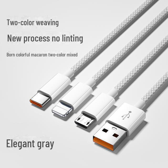 66 Вт 3-в-1 кабель для быстрой зарядки для Huawei, OPPO, Xiaomi, Android, Apple - Кабели передачи данных типа C - Поддержка 6A