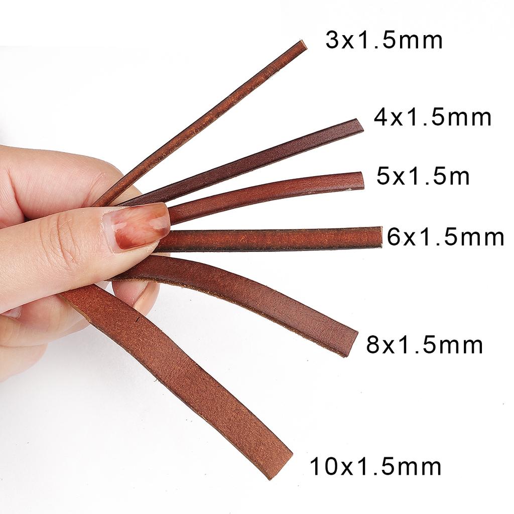 2 Meters Genuine Leather Cord 1.5-10mm Round/Flat Strand Cow Leather Rope Fit Necklace Bracelets DIY Jewelry