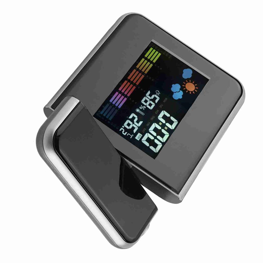 Цифровой светодиодный прогноз погоды проектор календарь влажность дисплей будильник(черный)