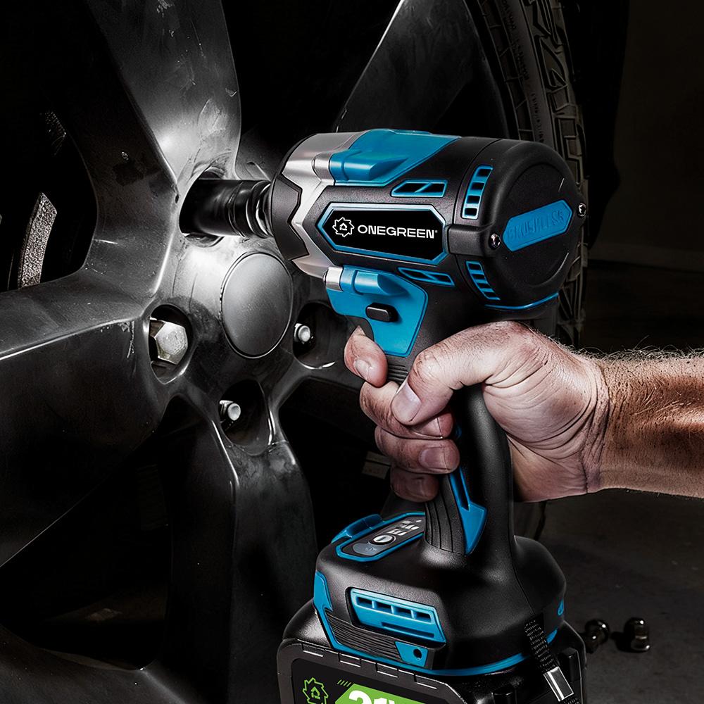 ONEGREEN Бесщеточный Электрический Ударный Гайковерт 1000 Нм 1/2" Беспроводная Дрель-Шуруповерт Инструмент для Ремонта Автомобиля Для Аккумулятора Makita Штырь