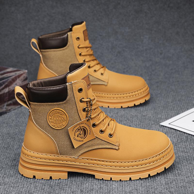 Мужские ботинки Мартин на платформе, тулинг, ревень, осень, новые, высокие, кожаные, с вставками, спортивные ботинки для улицы, мужская обувь