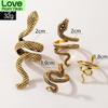 4pcs /Set Vintage Snake Shape Rings For Women Men Gothic Silver Color Animal Exaggerated Metal Alloy Finger Ring Sets Jewelry