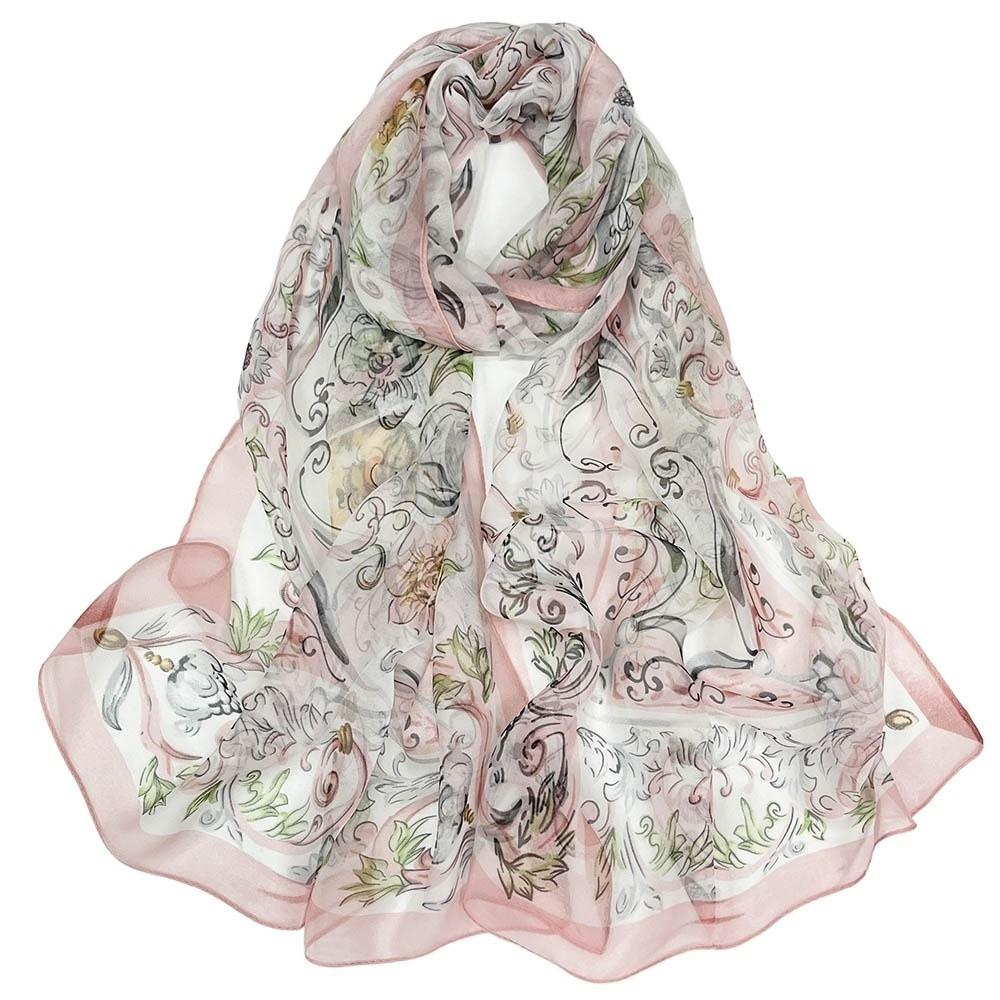 Breathable Silk Scarf Sun-Resistant Bandana Portable Long Wraps for Women