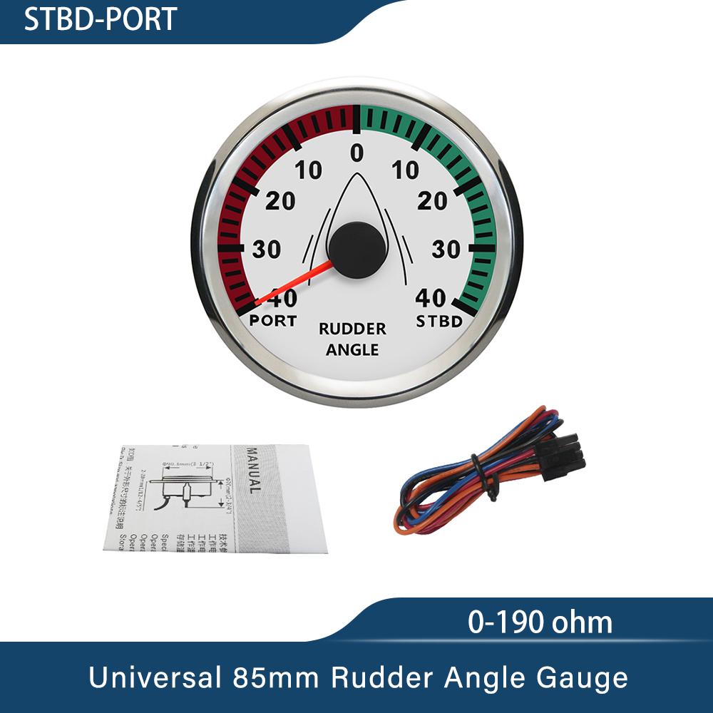New Universal 52mm 85mm Marine Boat Rudder Angle Indicator Gauge 12V 24V with Red Backlight 0-190 ohms for Boat Yacht Vessel