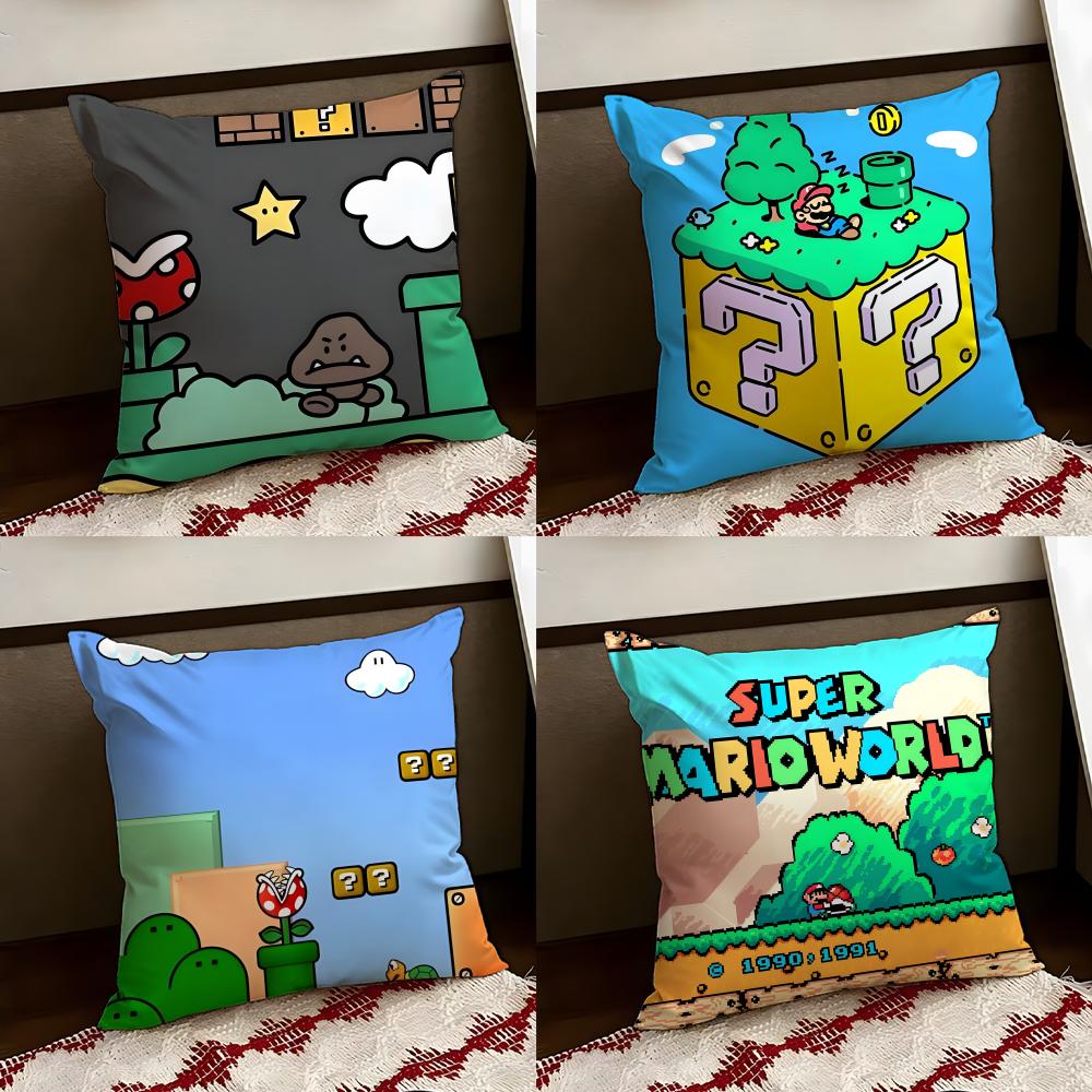 SSuper Cute Style MMarioS Cushion Cover Reversible Soft Durable Pillow Cover Home Car MultiScene Use for Daily Comfort