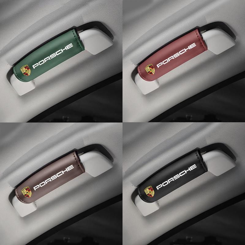 AFUHD1 2Pcs Car Roof Armrest Pull Cover Handle Gloves Protector For Porsche Cayenne Panamera Macan 911 718 Taycan Boxster Cayman 918