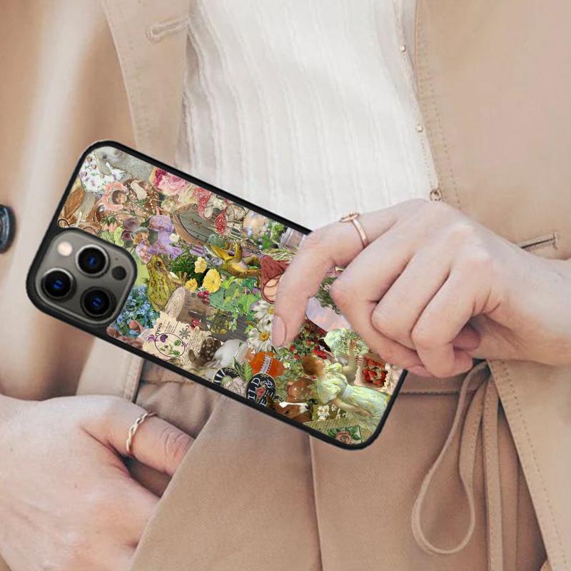 Эстетика Cottagecore Коллаж Лягушка Магнитный Чехол для Телефона Для APPLE iPhone 17 Air 16 14 13 12 Pro Max 15 Plus Чехол MagSafe
