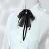 Womens Lace Ribbon Bowtie Brooch Pin Student JK Uniform Shirt Jabot Collar Pearl Pendant Pre-Tied Bowknot Necktie Clip