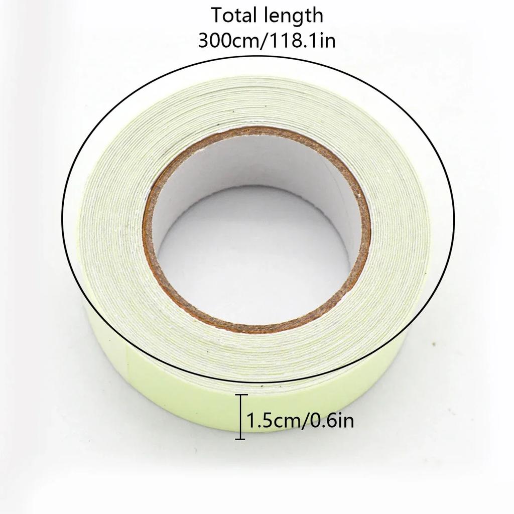 1 рулон 1,5 см x 3 м флуоресцентной самоклеящейся ленты, светящейся в темноте, для украшения сцены, предупреждения о выходе, светящиеся в темноте наклейки