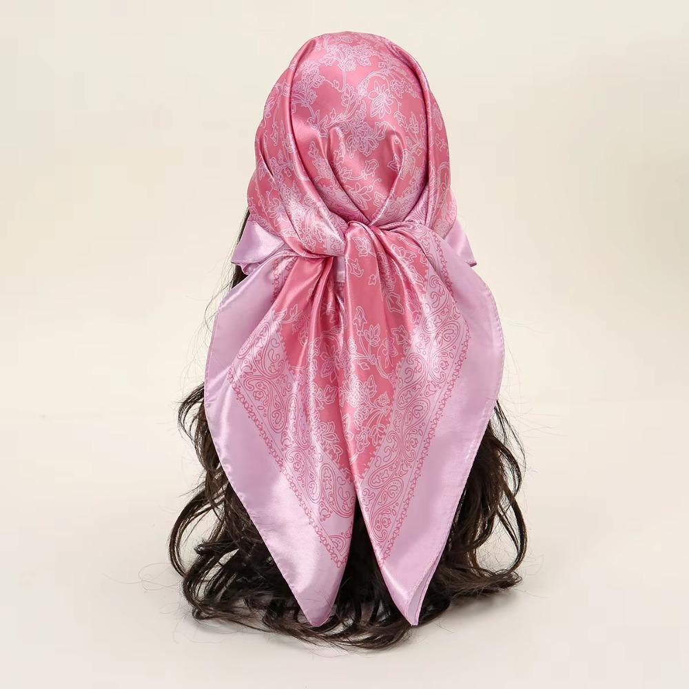 Printed Square Scarf Line Foulard Headband Silk Scarf New Hair Wrap Women