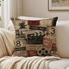 Retro Movie Theater Pillow Case Breathable Organic Short Plush Cushion Covers Machine Washable WrinkleResistant Soft Durable