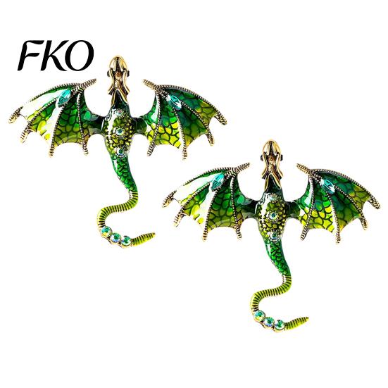 Cardigan Dragon Brooch 2Pcs Rhinestone Flying Brooch, Western Winged Lapel Pin, Pin Clip Sweater Coat Suit Scarf Decor, Men Jewelry Accessories