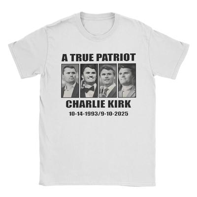 Футболки Charlie Kirk A True Patriot для мужчин Винтажные хлопковые футболки с круглым вырезом с коротким рукавом Большие размеры