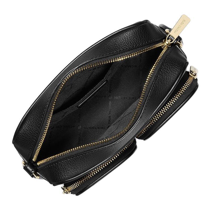 Michael Kors Jet Set Item Внешний карман Логотип бренда Кожаная сумка через плечо Средняя Женская Черная