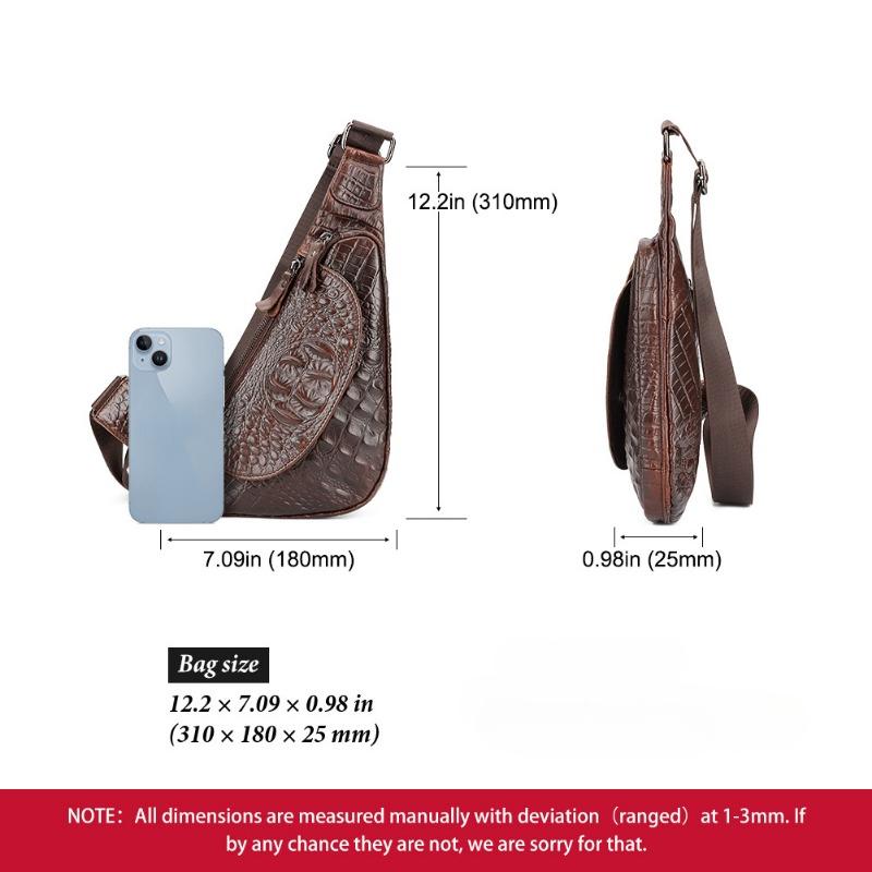 Мужская кожаная нагрудная сумка из крокодиловой кожи с косым узором, повседневная сумка через плечо из коровьей кожи с верхним слоем