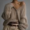 2025 Trending Women's Imitation Mink Cardigan - Loose, Soft, Long-Sleeved Knitted Sweater for Spring & Autumn