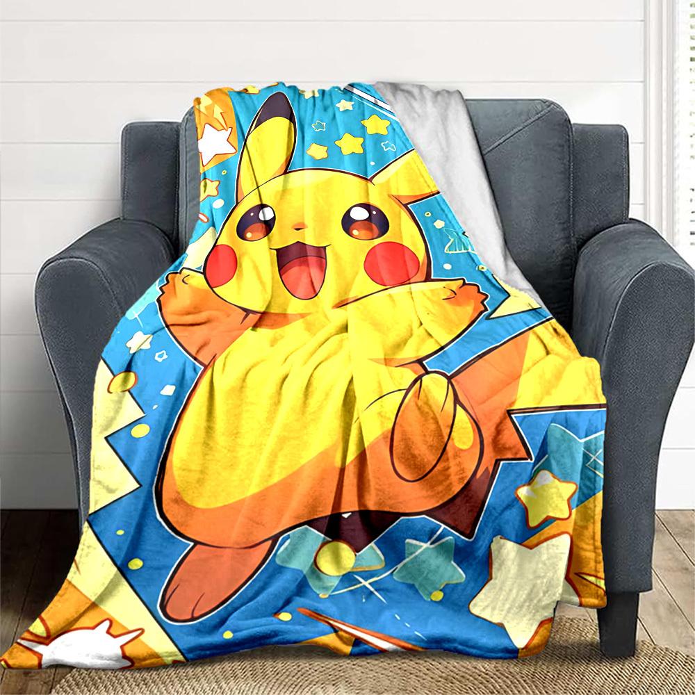 1pc Pikachu Star Flannel Blanket, Soft Skin Friendly with Digital Printing, Various Sizes Available for Family, Friends, Birthday