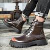 Модные мужские удобные ботинки для мотокросса с толстой подошвой, мужские уличные высокие ботинки 2024 года из натуральной кожи, универсальные мужские теплые зимние ботинки