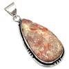 Pendant Sunstone Drusy Gemstone Handmade Gift For Her Silver Jewelry 2"