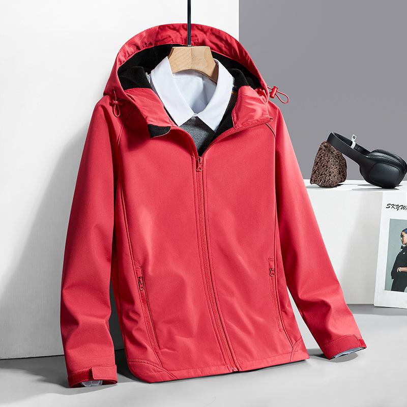 New Soft Shell Outdoor Jacket for Men and Women, Autumn and Winter Solid Color Single-sided Fleece Jacket