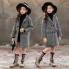 Kids Girl Overcoat Winter Houndstooth Wool Coat for Girls Teen Autumn Jacket Warm Outerwear Baby