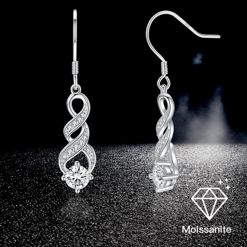 925 Sterling Silver Moissanite Dangle Drop Earrings For Women Pass Diamond Tester Bride Wedding Earrings Fine Jewelry Gift