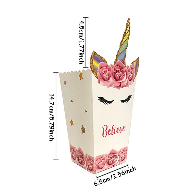 6 шт. Коробки для попкорна в виде хвоста русалки, единорога, медведя, для детского дня рождения, вечеринки в стиле «Русалочки», бумажная подарочная коробка, принадлежности для украшения детского праздника