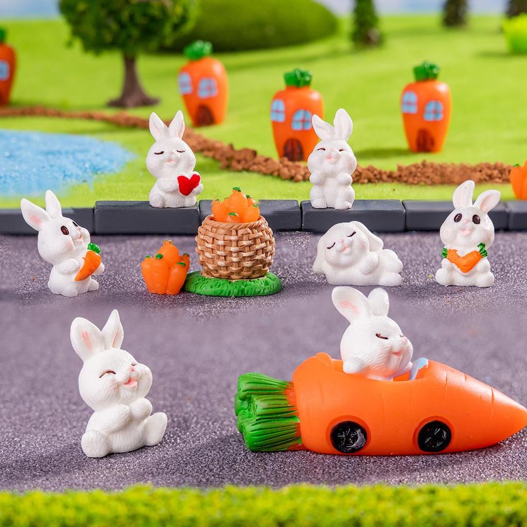 Cartoon Rabbit Desktop Ornament: Cute Resin Decoration for Home and Garden Crafts