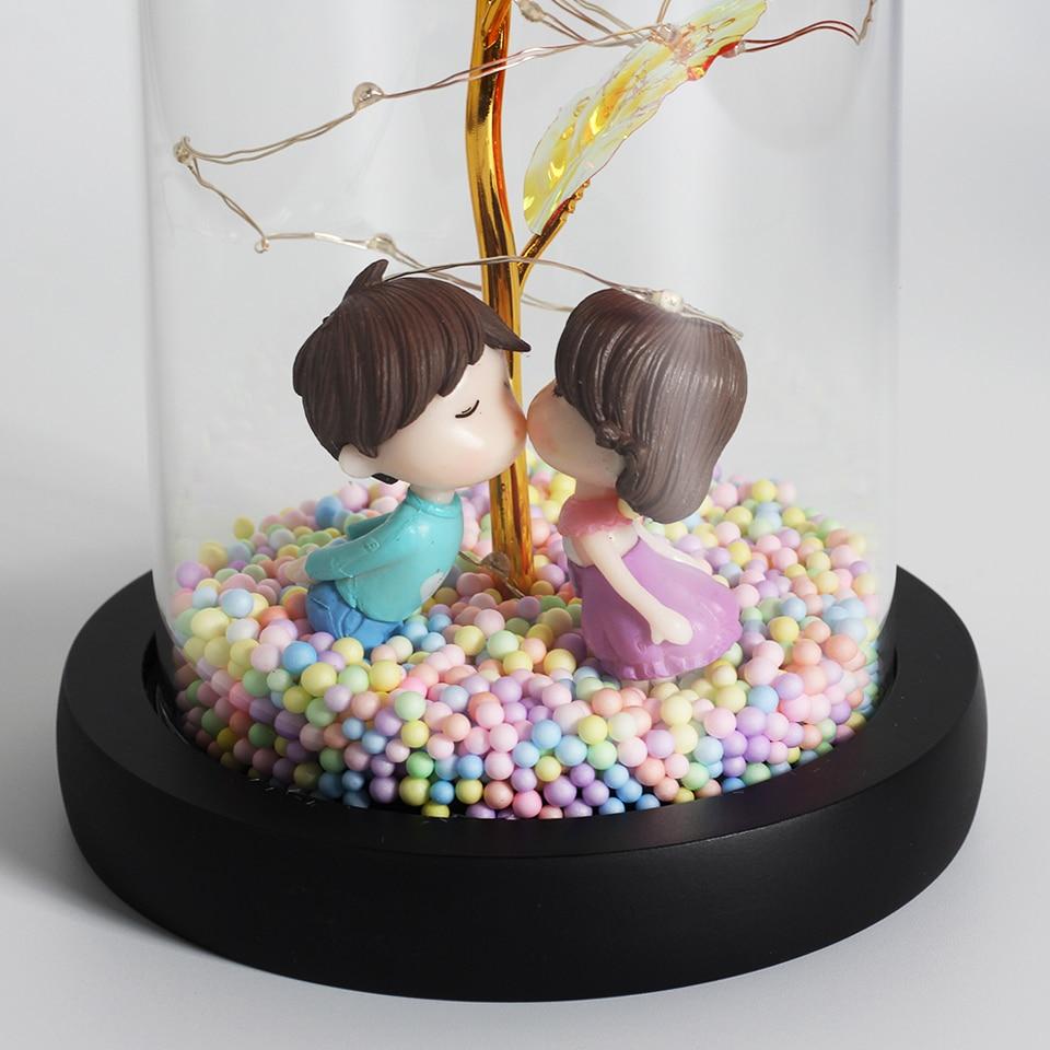 Светодиодный цветок Enchanted Galaxy Rose Eternal из 24-каратной золотой фольги с сказочными гирляндами в куполе на Рождество, подарок на День святого Валентина